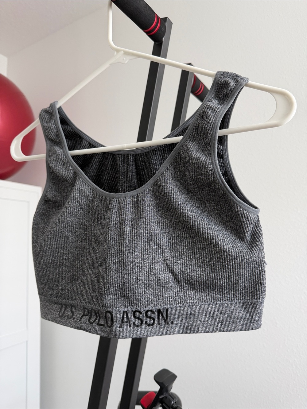 U.S. Polo Assn. Gray Ribbed Seamless Sports Bra